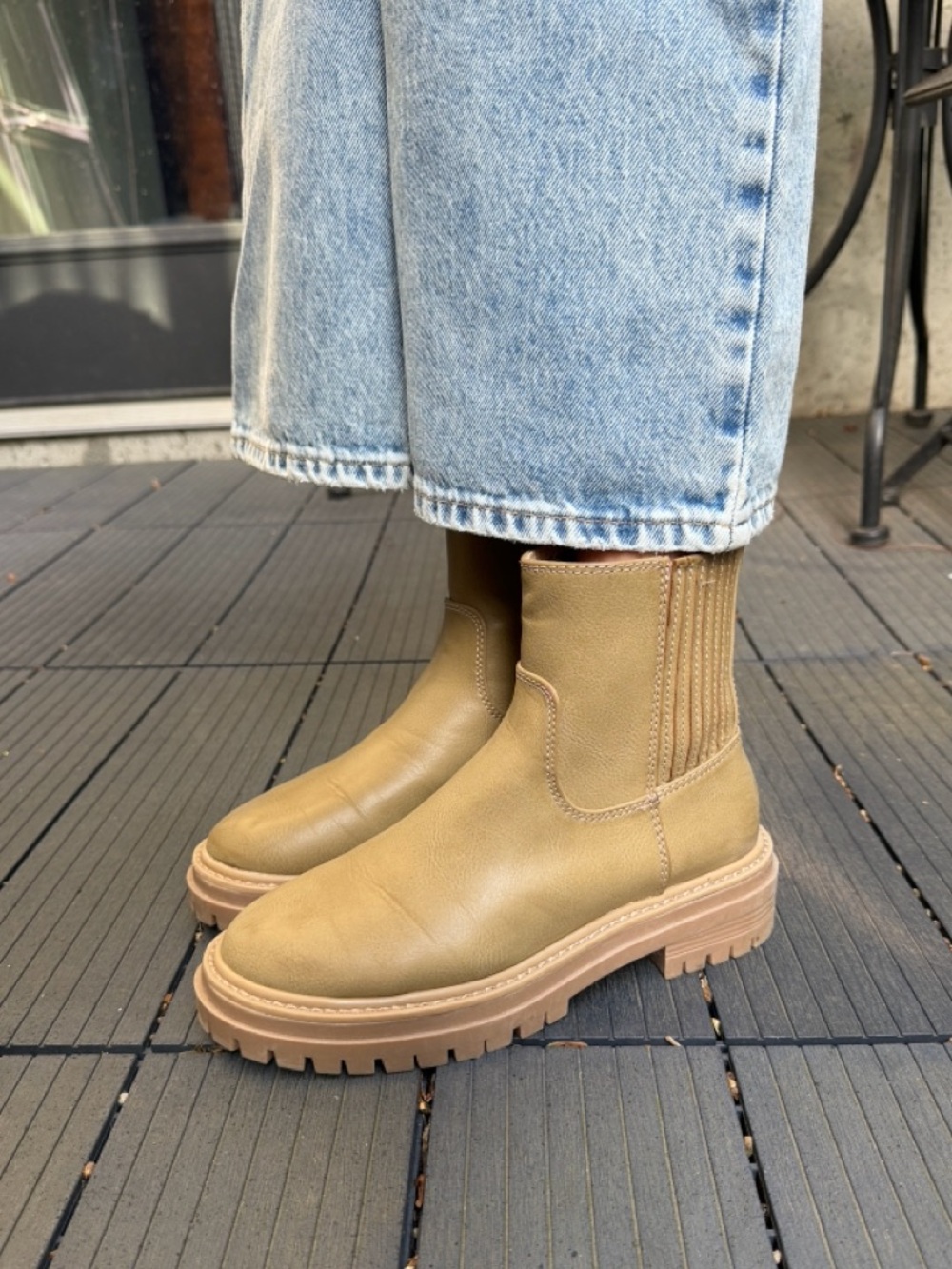 Olive Green Ankle Zip Combat Boots